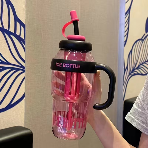 Water bottle with straw - water,