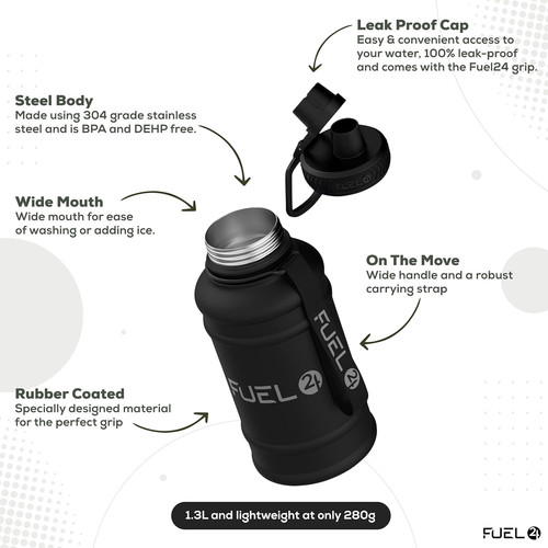 Fuel24 black water bottle - 1.3l,