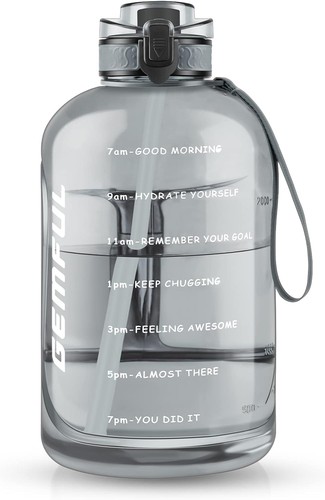 Water bottle with - water, straw